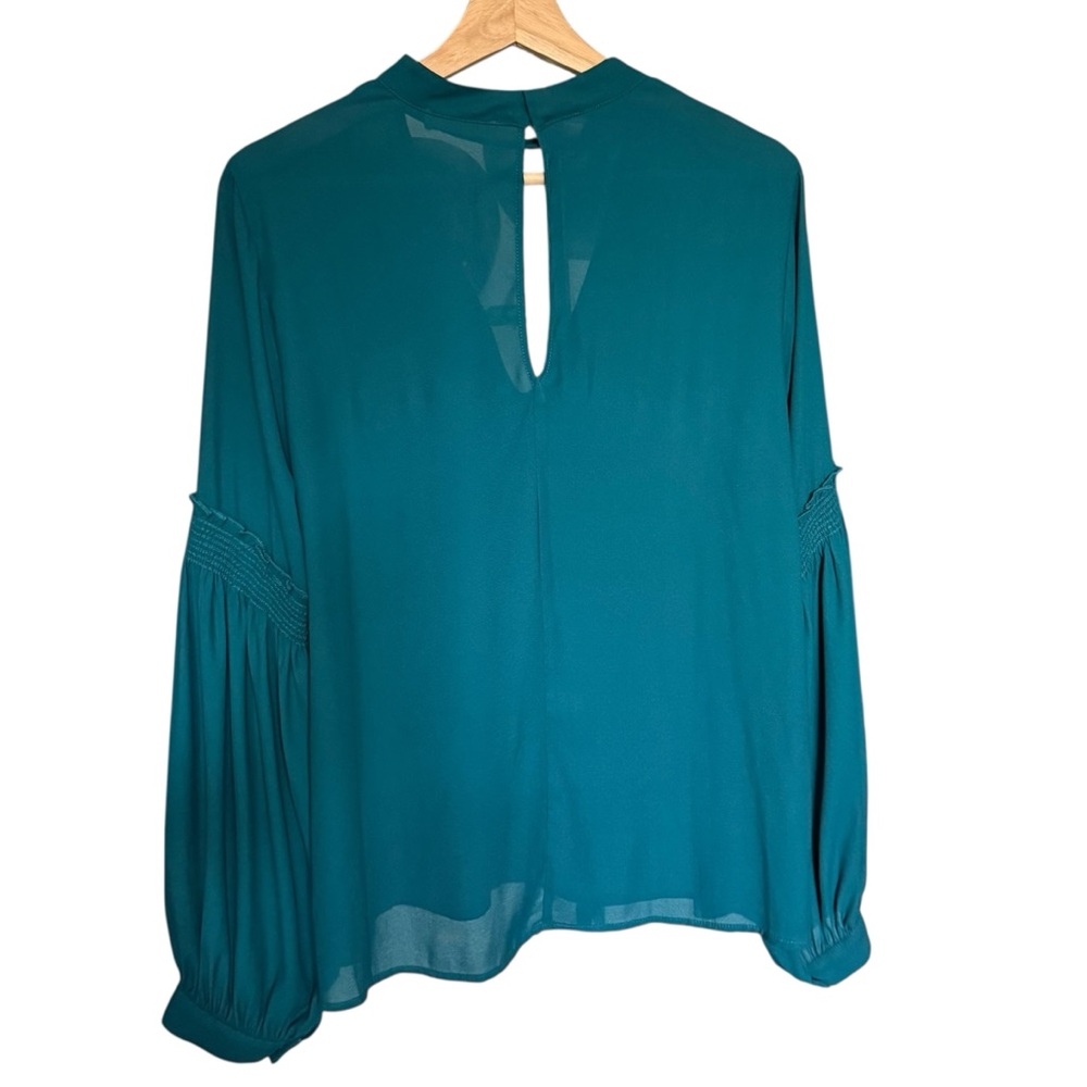 Lush Green Long Sleeve Keyhole Polyester Blouse Womens Large - Picture 4 of 4